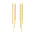 Party Stunning Long 14k Gold Chain Fringe Tassel Earrings Drops