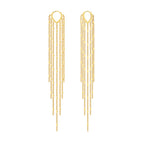 Party Stunning Long 14k Gold Chain Fringe Tassel Earrings Drops