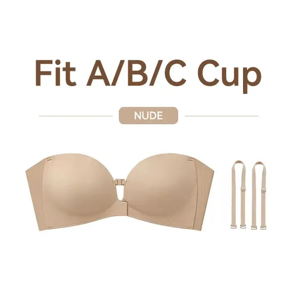 Front-Closure Push-Up Strapless Bra