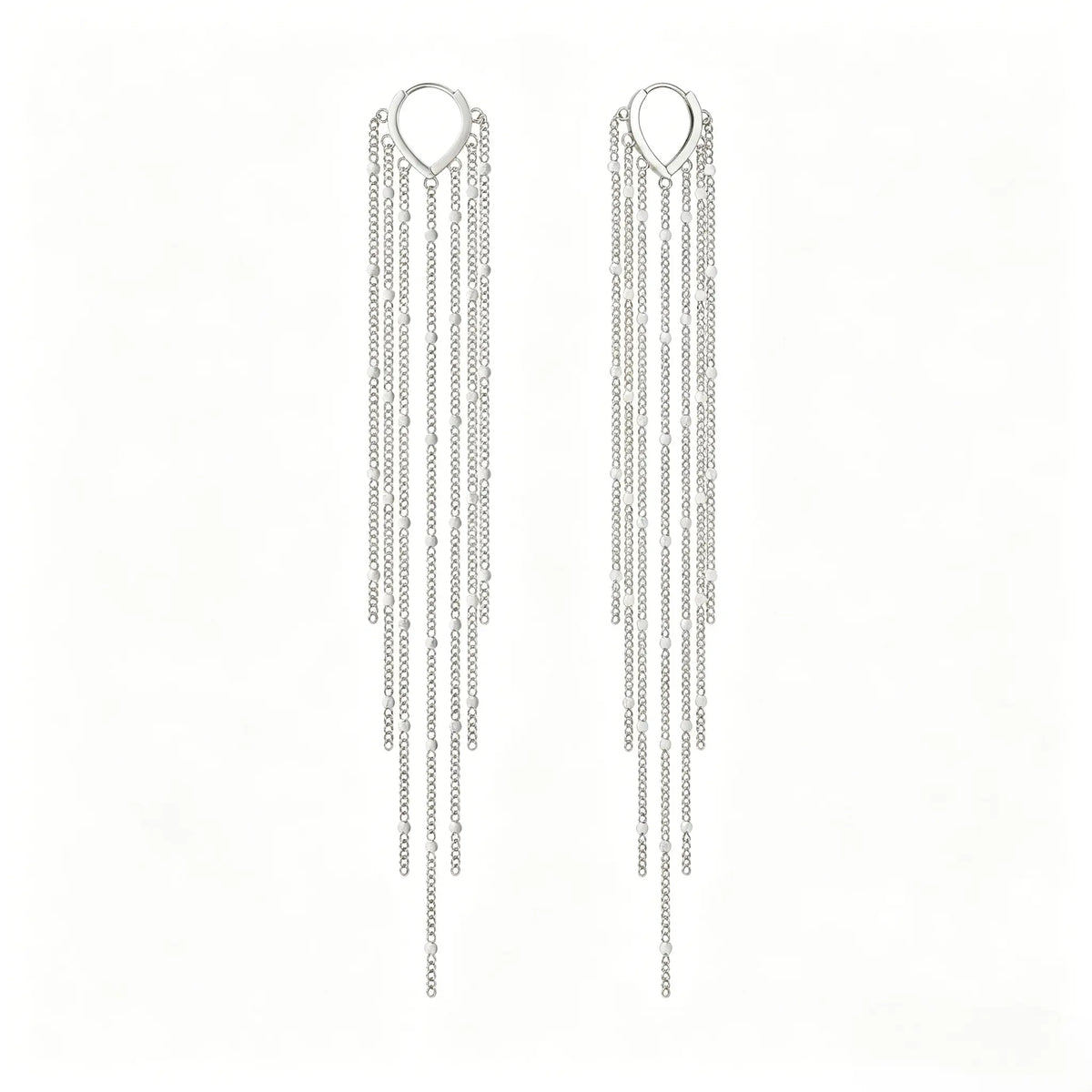 Party Stunning Long 14k Gold Chain Fringe Tassel Earrings Drops