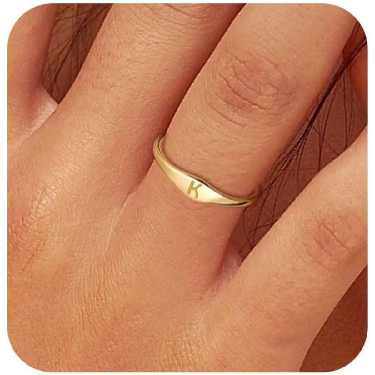 Initial Ring — 14K Gold-Plated Letter Signet Ring