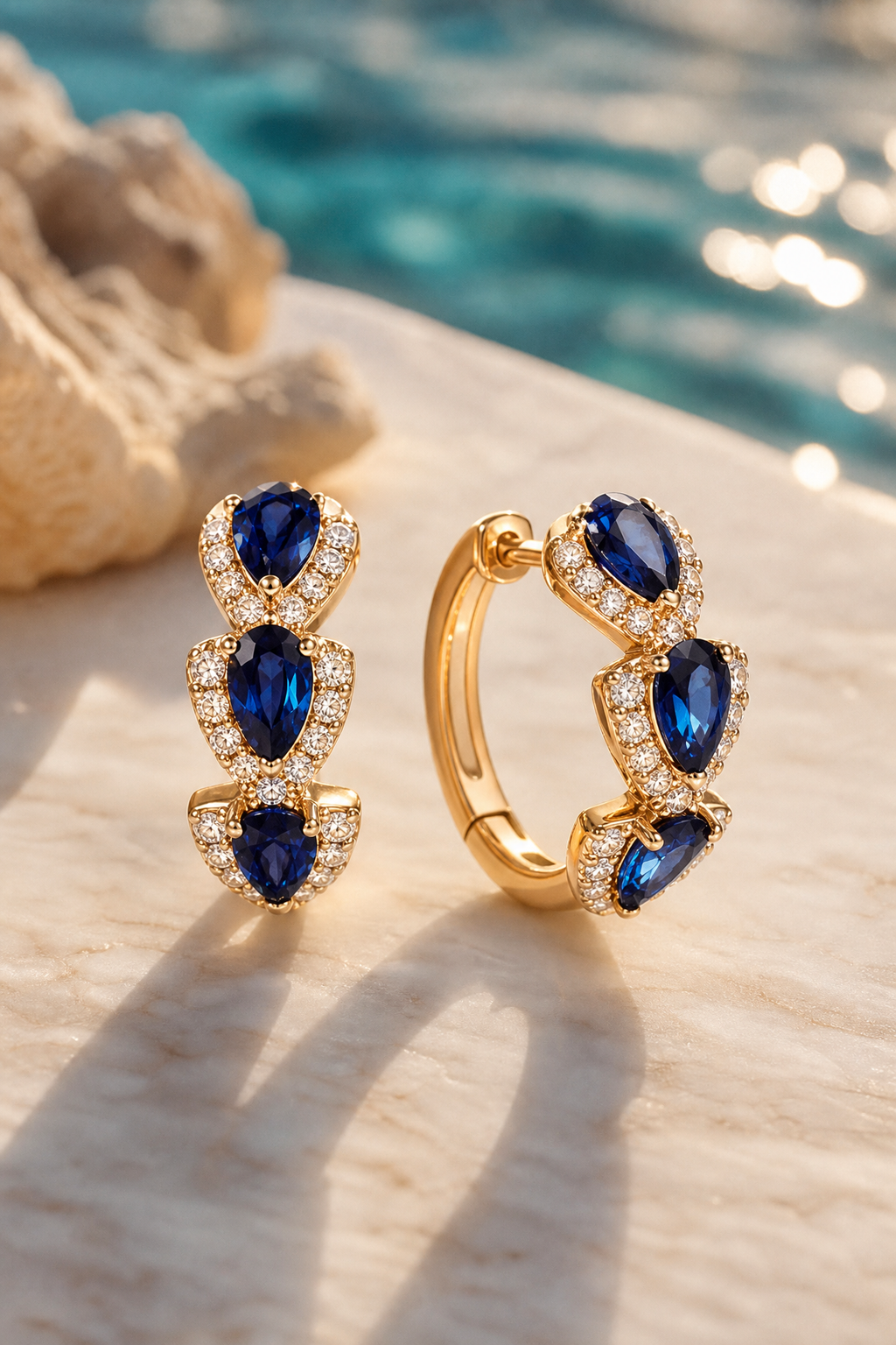 Notte Sapphire Blue Earrings Hoop