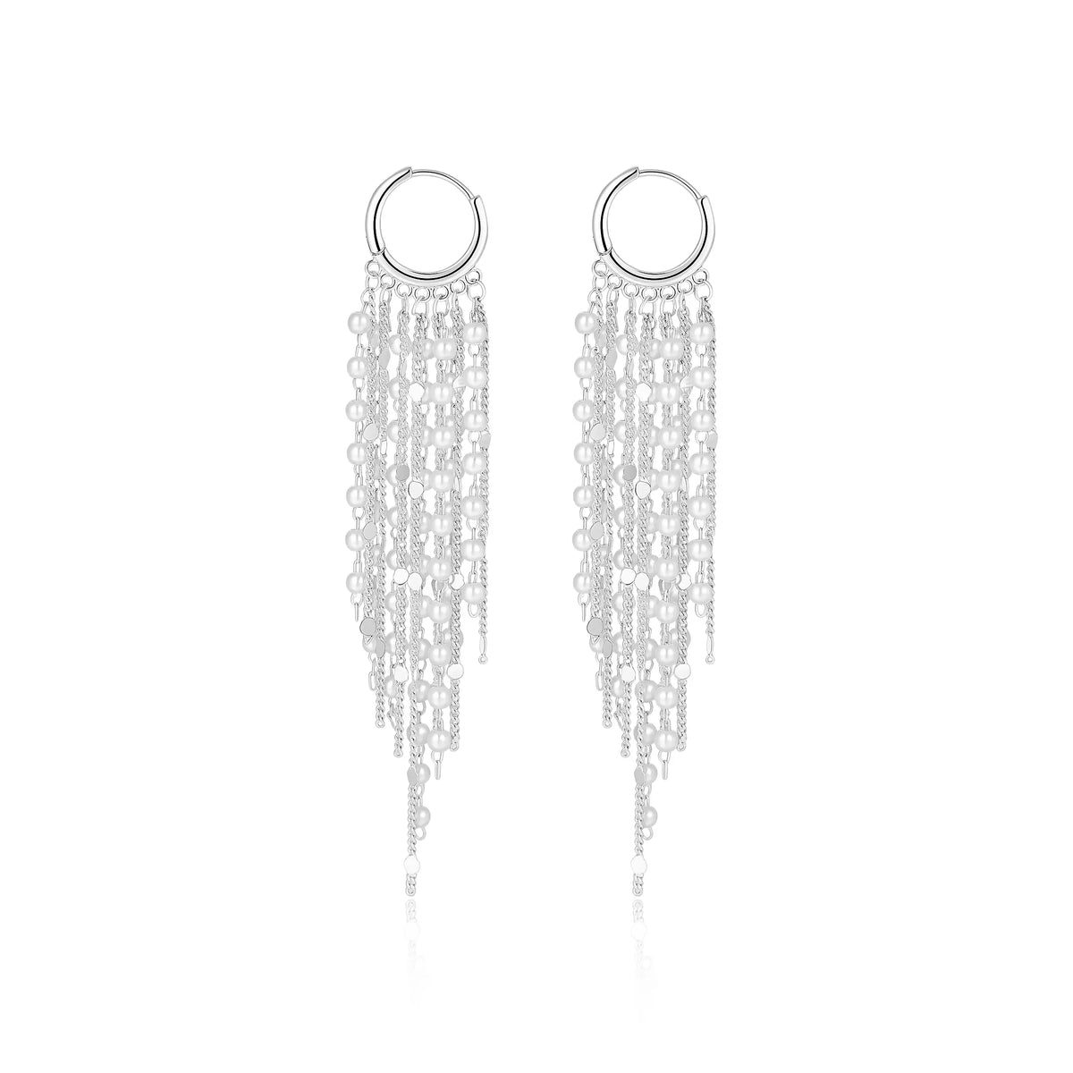 Party Stunning Long 14k Gold Chain Fringe Tassel Earrings Drops