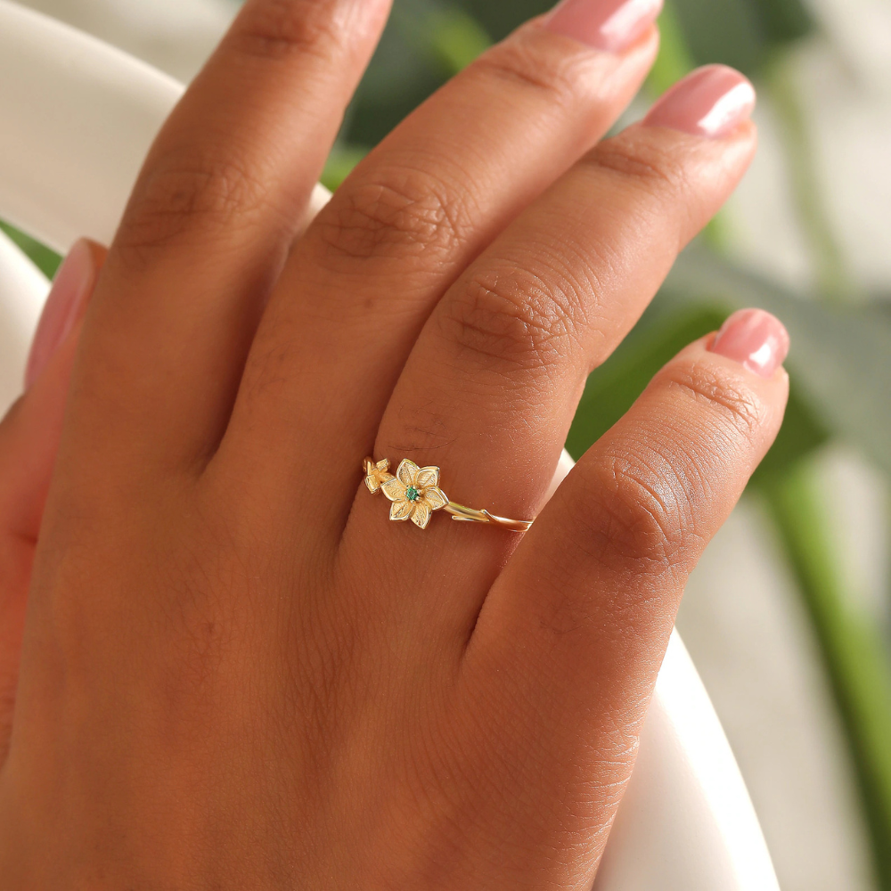 BIRTH FLOWER RING (ADJUSTABLE)
