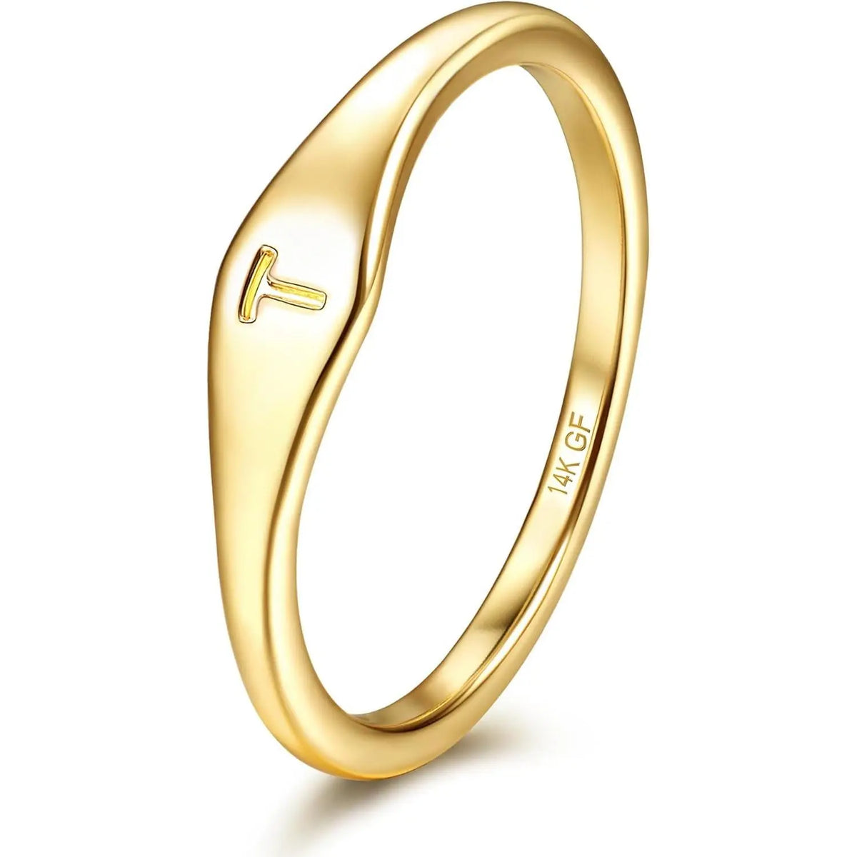 Initial Ring — 14K Gold-Plated Letter Signet Ring
