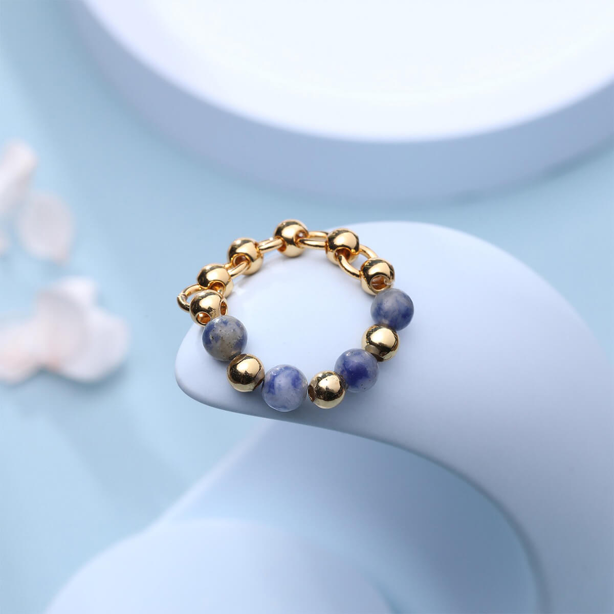 BLUE KYANITE STONE RING (ADJUSTABLE)