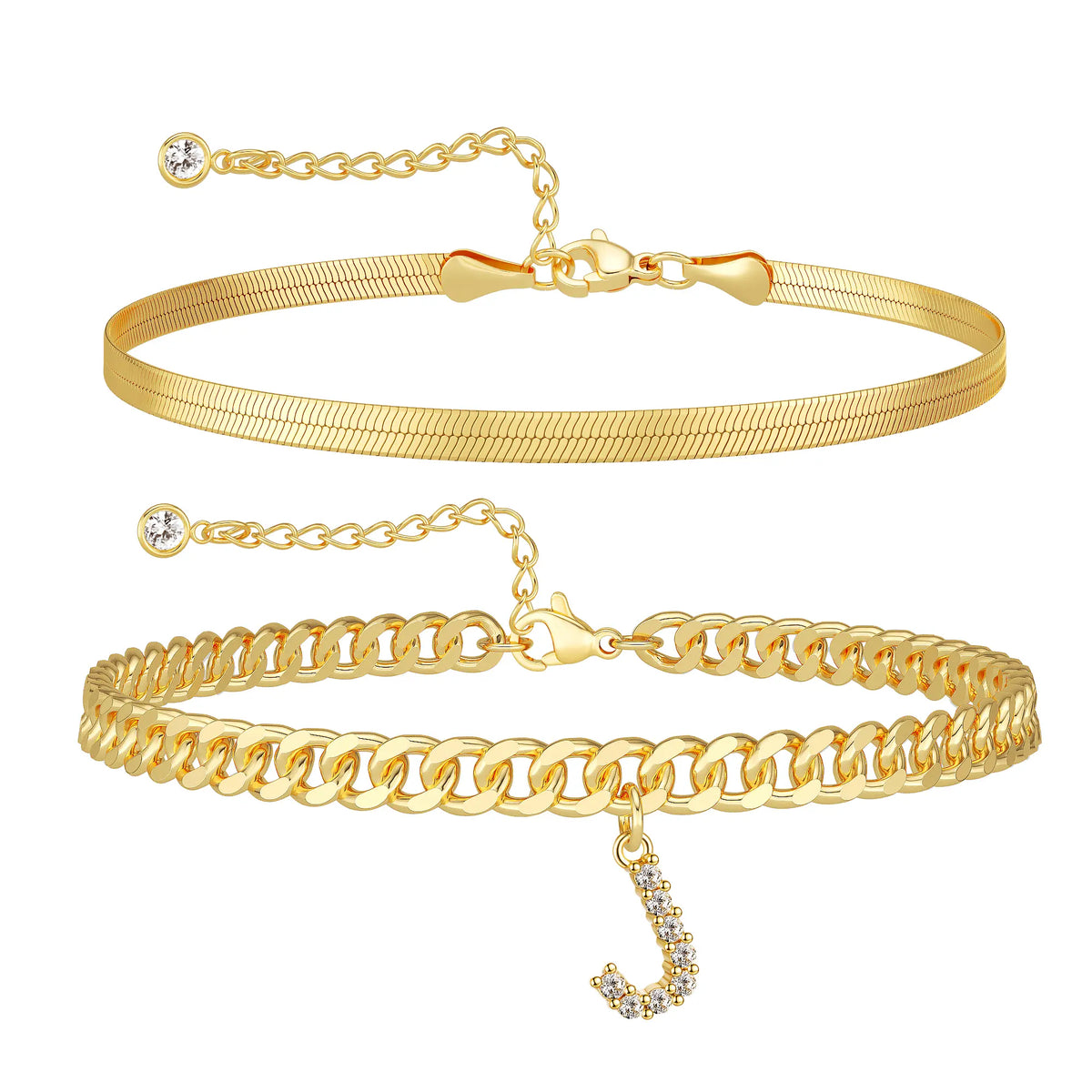 Initial Anklet Set — 14K Gold-Plated Waterproof Ankle Bracelets