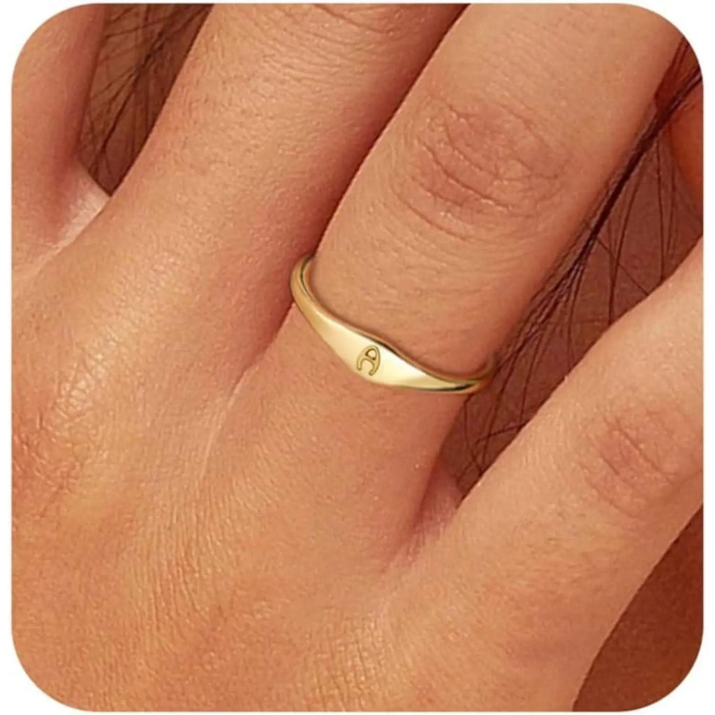 Initial Ring — 14K Gold-Plated Letter Signet Ring