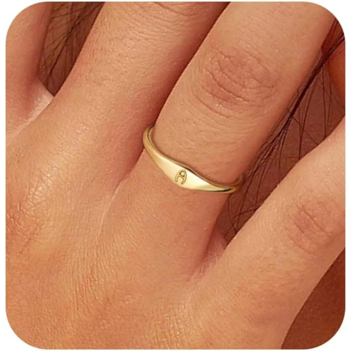 Initial Ring — 14K Gold-Plated Letter Signet Ring