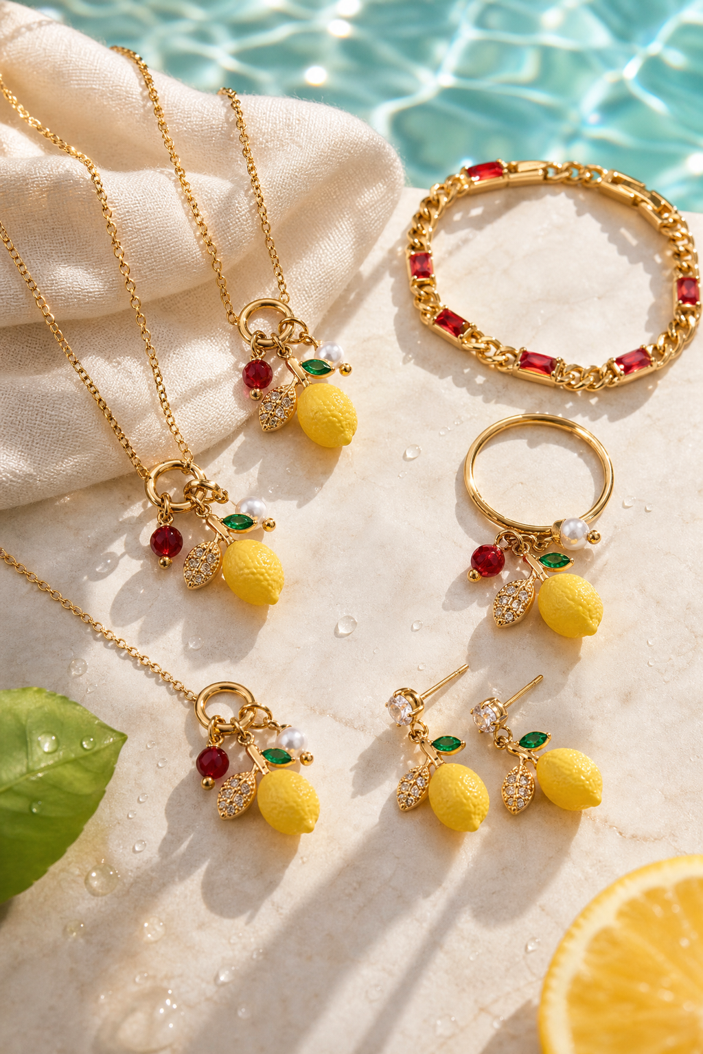 Lemon Set - Necklace, Earrings, Bracelet, Ring