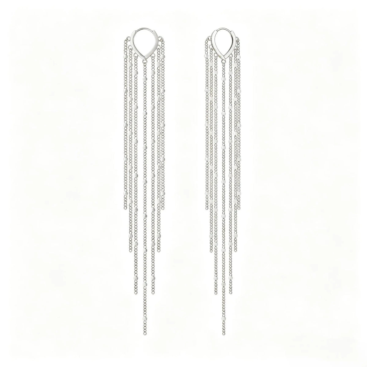Party Stunning Long 14k Gold Chain Fringe Tassel Earrings Drops