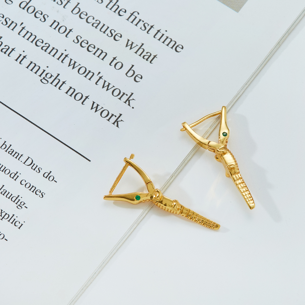 BABY CROCODILE EARRINGS (PAIR)