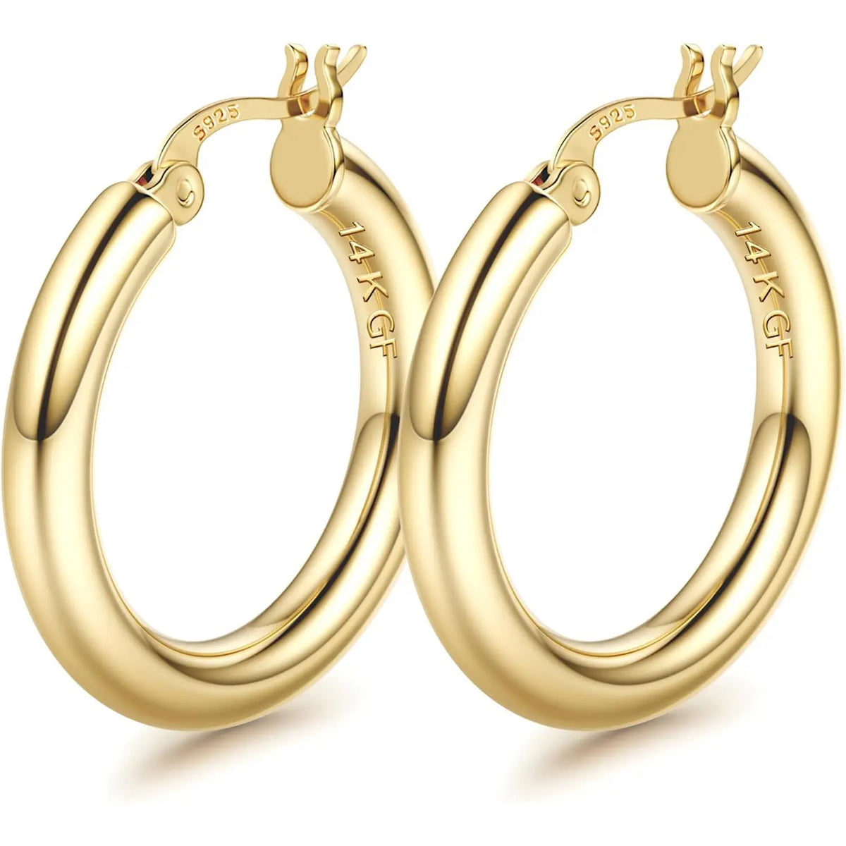 Chunky 14k Gold-Plated Tube Hoop Earrings