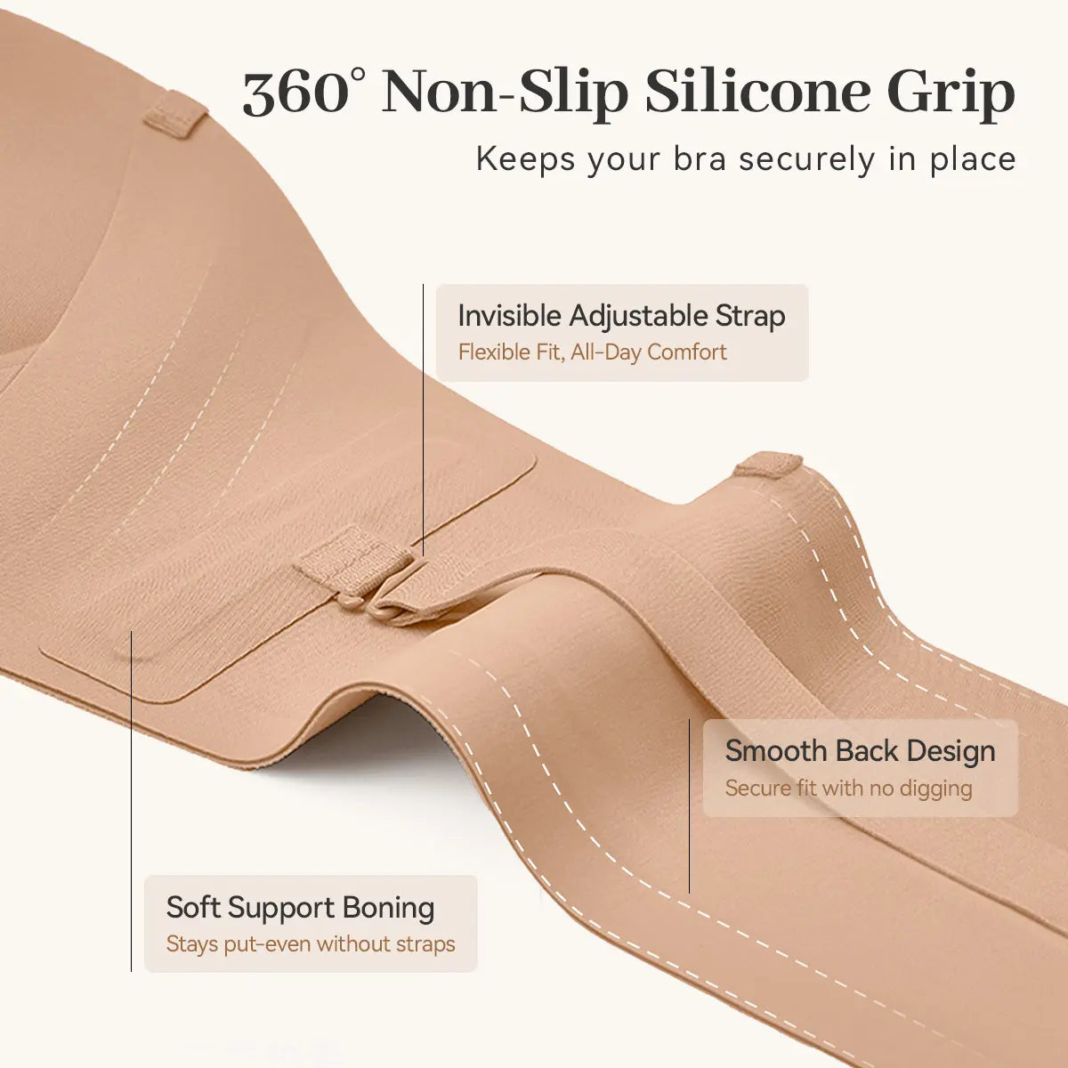 Front-Closure Push-Up Strapless Bra
