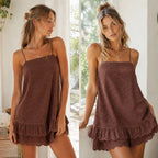 Floral Embroidery with Shorts Romper