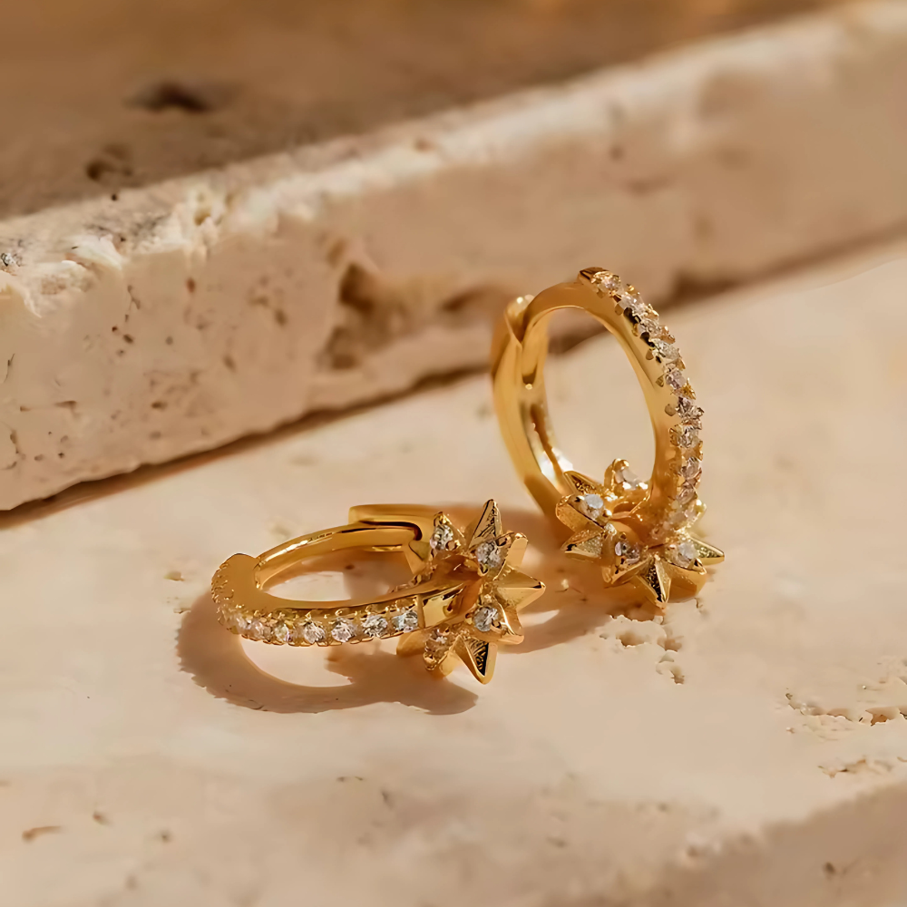 GOLDEN SUNBURST EARRINGS (PAIR)