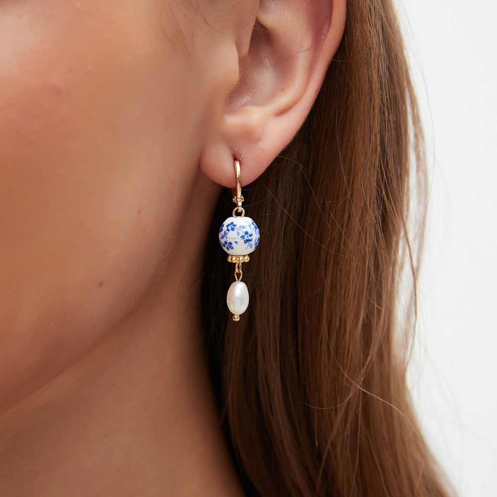 BLUE FLORALS EARRINGS (PAIR)