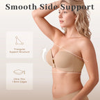 Front-Closure Push-Up Strapless Bra