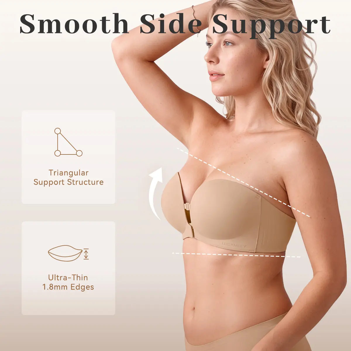 Front-Closure Push-Up Strapless Bra