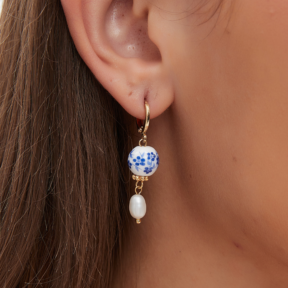 BLUE FLORALS EARRINGS (PAIR)