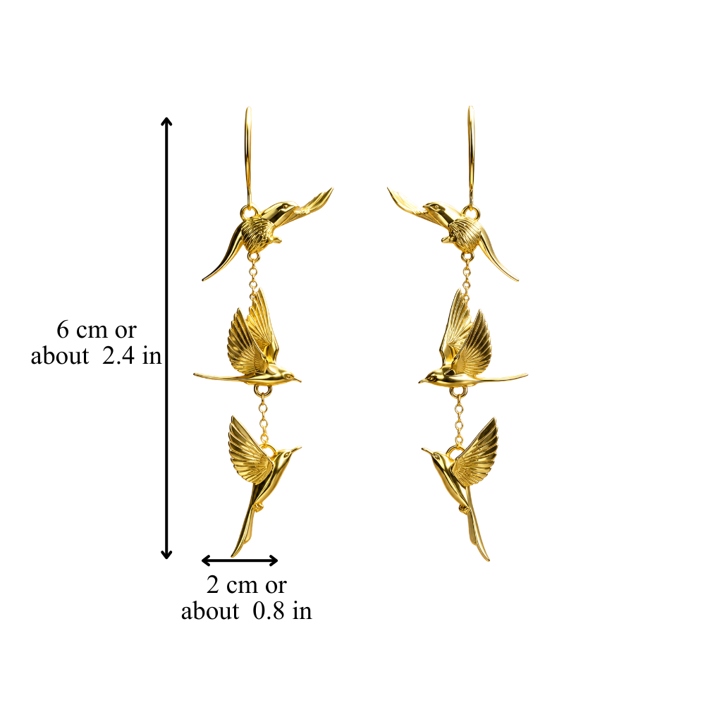 FLYING BIRD DANGLE EARRINGS (PAIR)