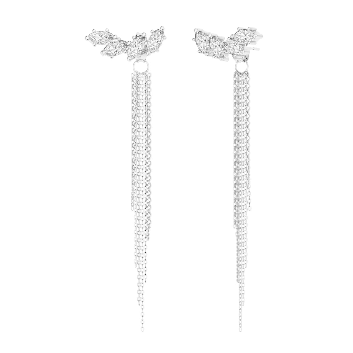 Party Stunning Long 14k Gold Chain Fringe Tassel Earrings Drops