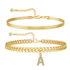 Initial Anklet Set — 14K Gold-Plated Waterproof Ankle Bracelets