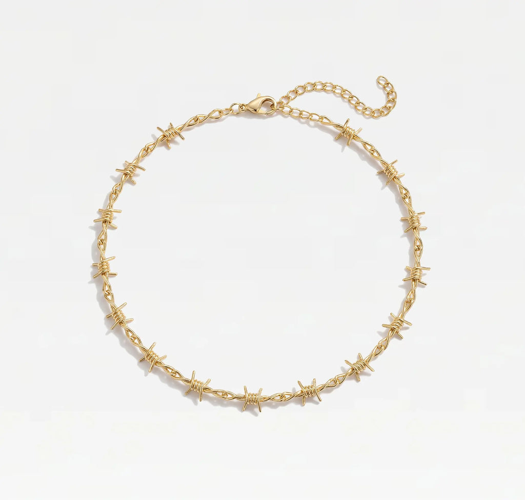 Spina Barbed Choker — 14k Gold Barbed Wire Chain Necklace