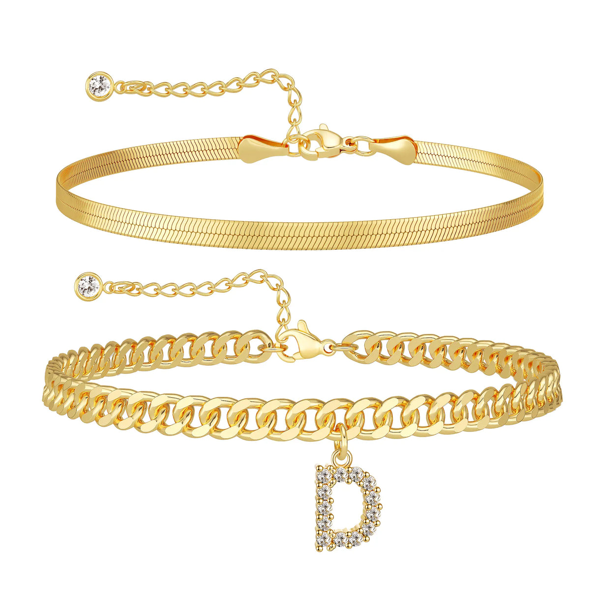 Initial Anklet Set — 14K Gold-Plated Waterproof Ankle Bracelets