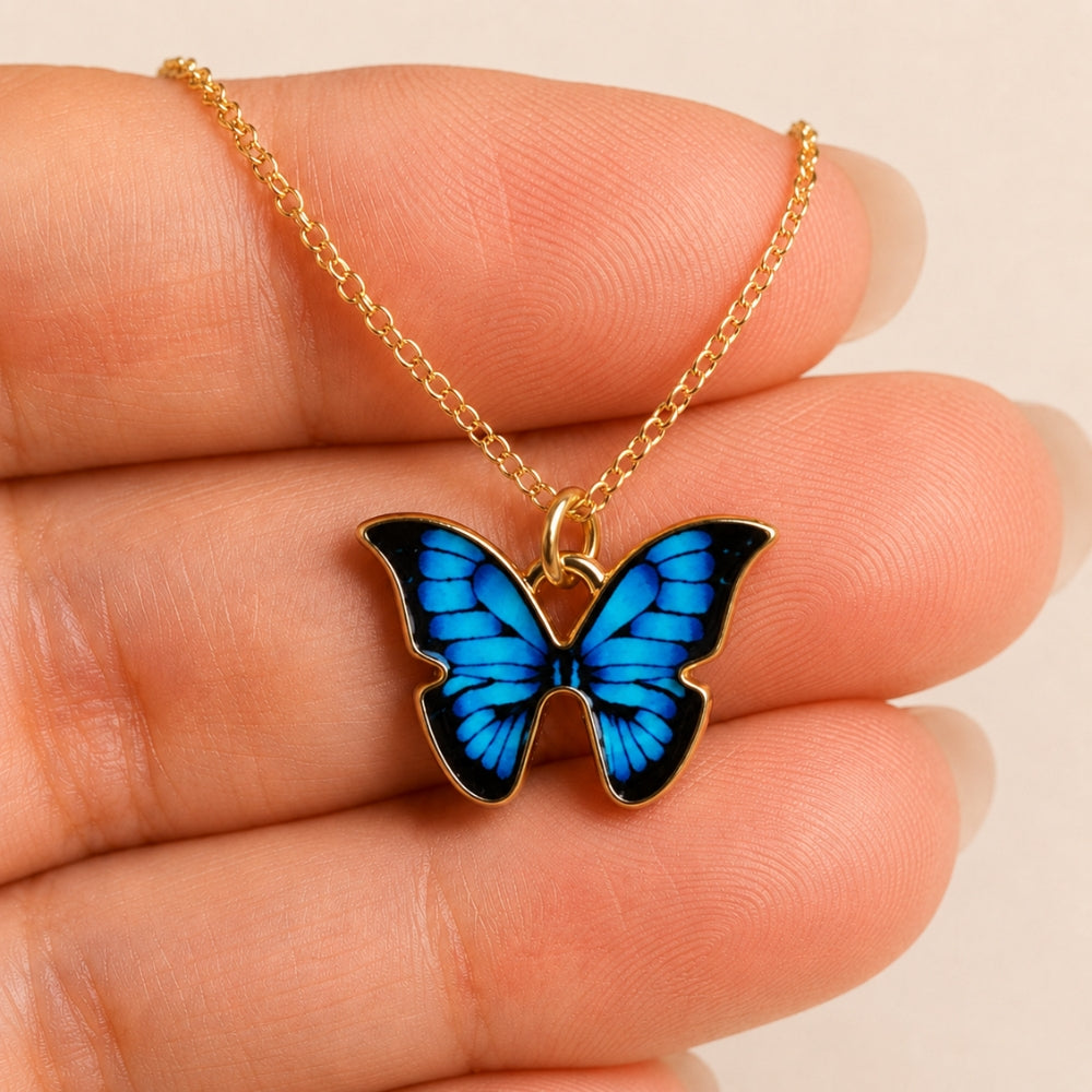 BLUE MORPHO BUTTERFLY NECKLACE