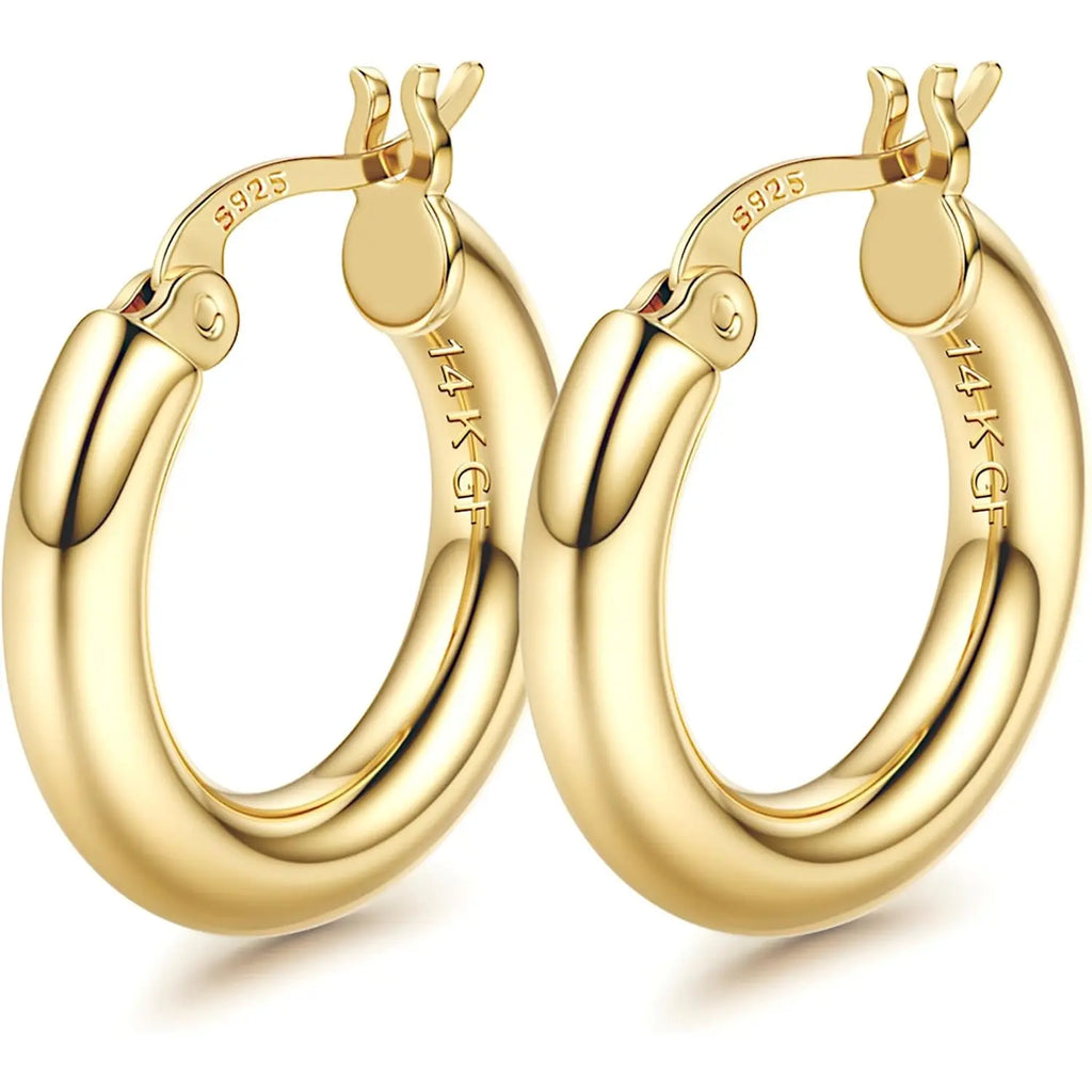 Chunky 14k Gold-Plated Tube Hoop Earrings