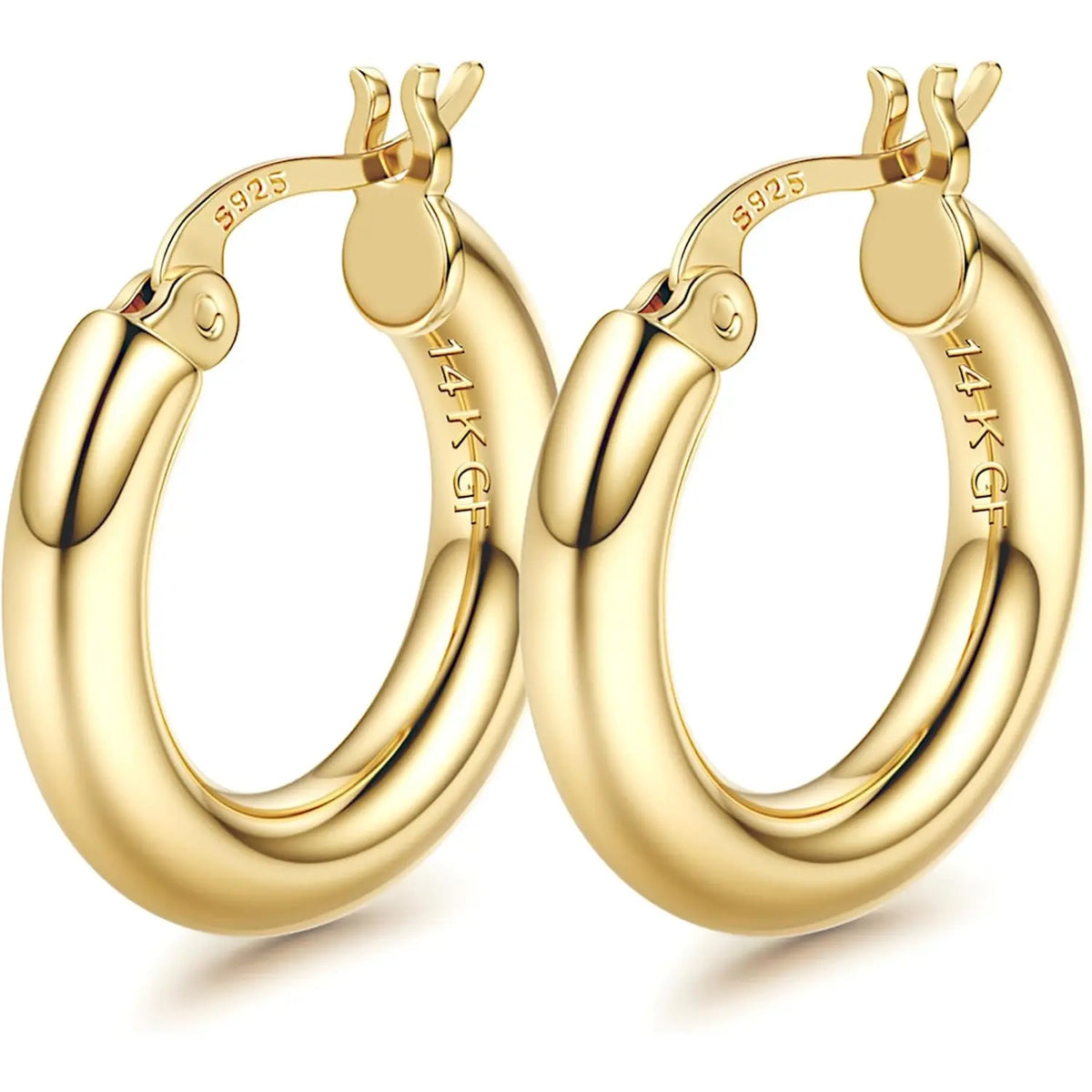 Chunky 14k Gold-Plated Tube Hoop Earrings