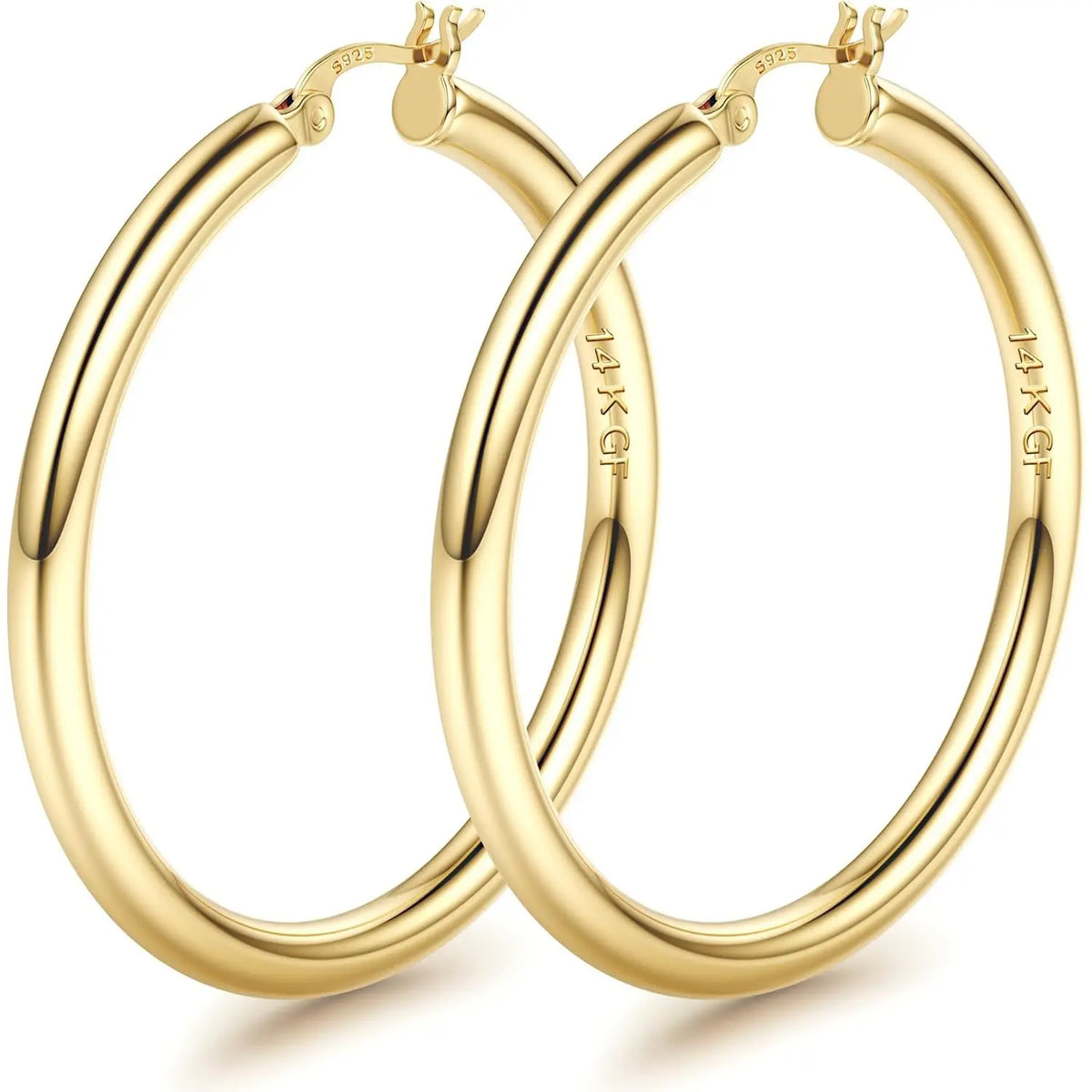 Chunky 14k Gold-Plated Tube Hoop Earrings