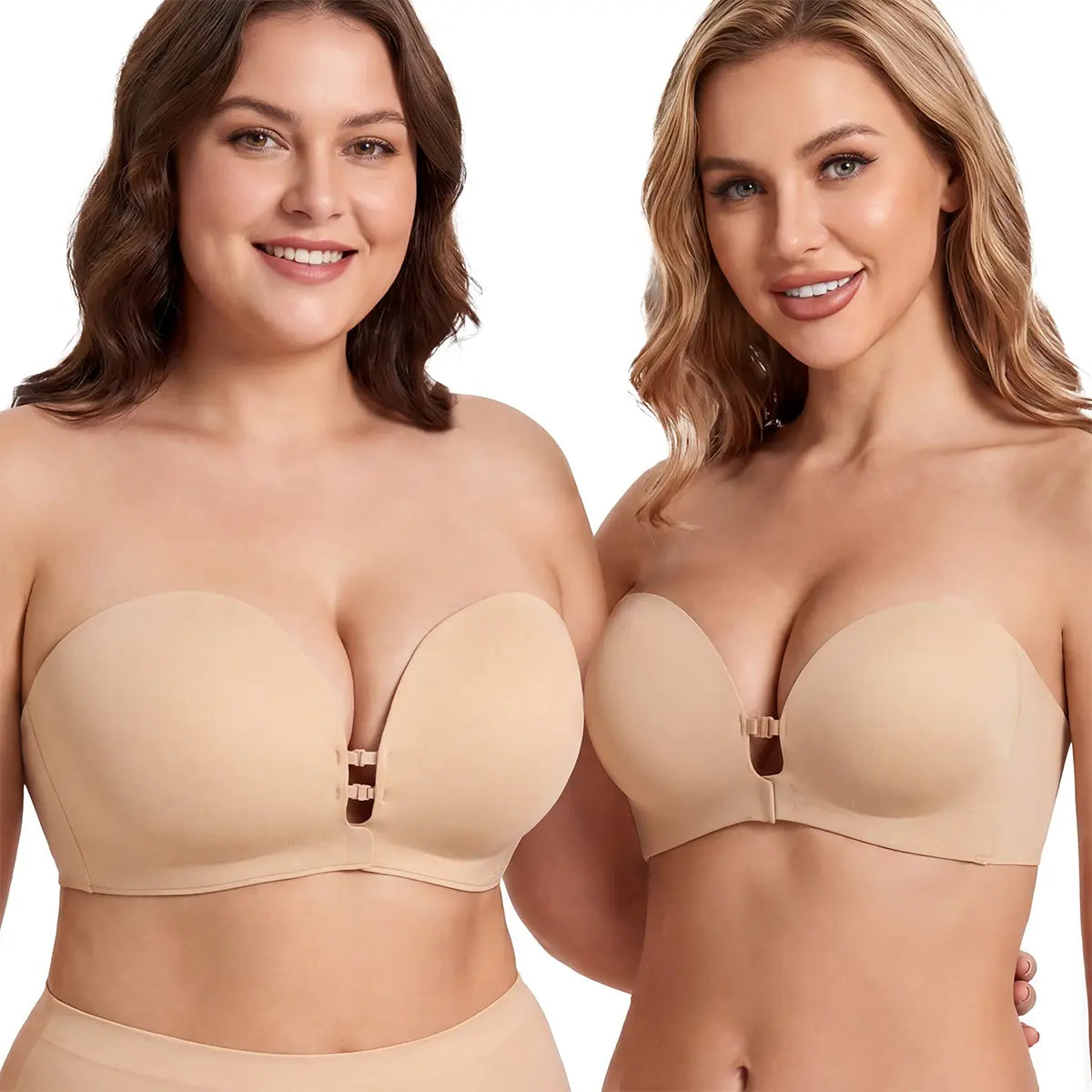 Front-Closure Push-Up Strapless Bra