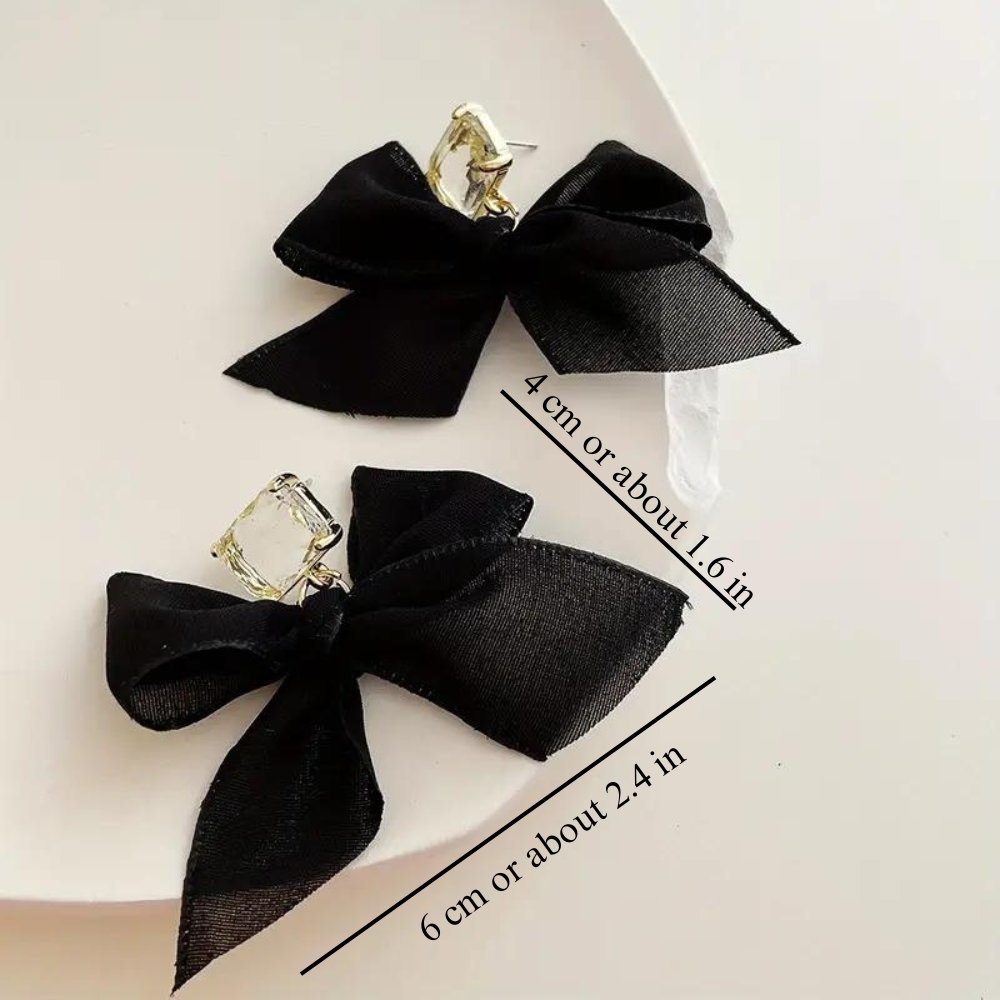 BLACK BOW EARRINGS (PAIR)