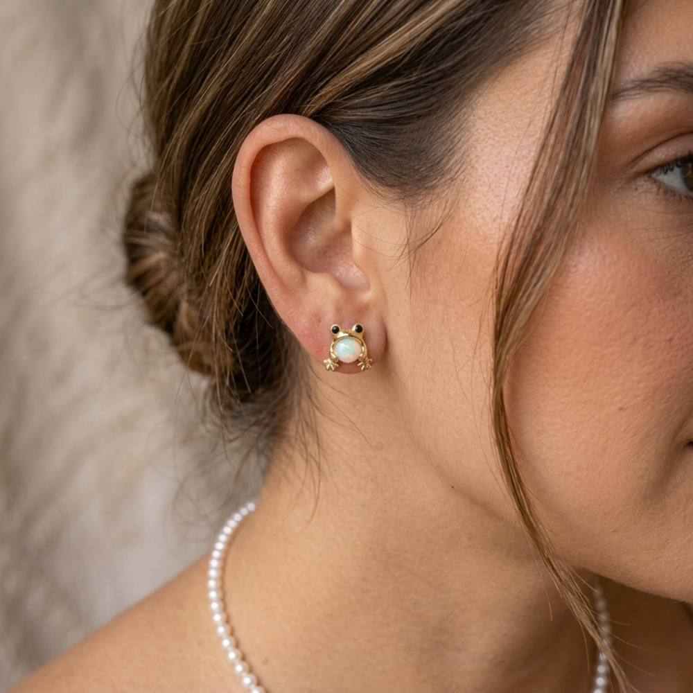 FROG OPAL EARRINGS (PAIR)