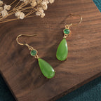 Ancient gold imitation Hetian jade earrings