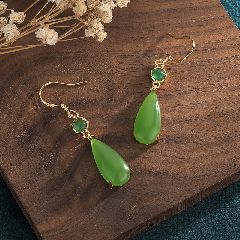 Ancient gold imitation Hetian jade earrings
