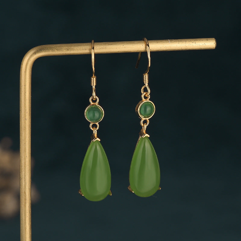Ancient gold imitation Hetian jade earrings
