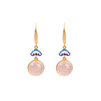 Auspicious clouds Gold-plated retro burnt blue natural chalcedony earrings
