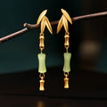 Bamboo Tassel Jade Earrings