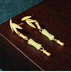 Bamboo Tassel Jade Earrings