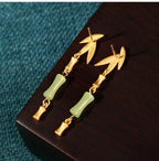 Bamboo Tassel Jade Earrings
