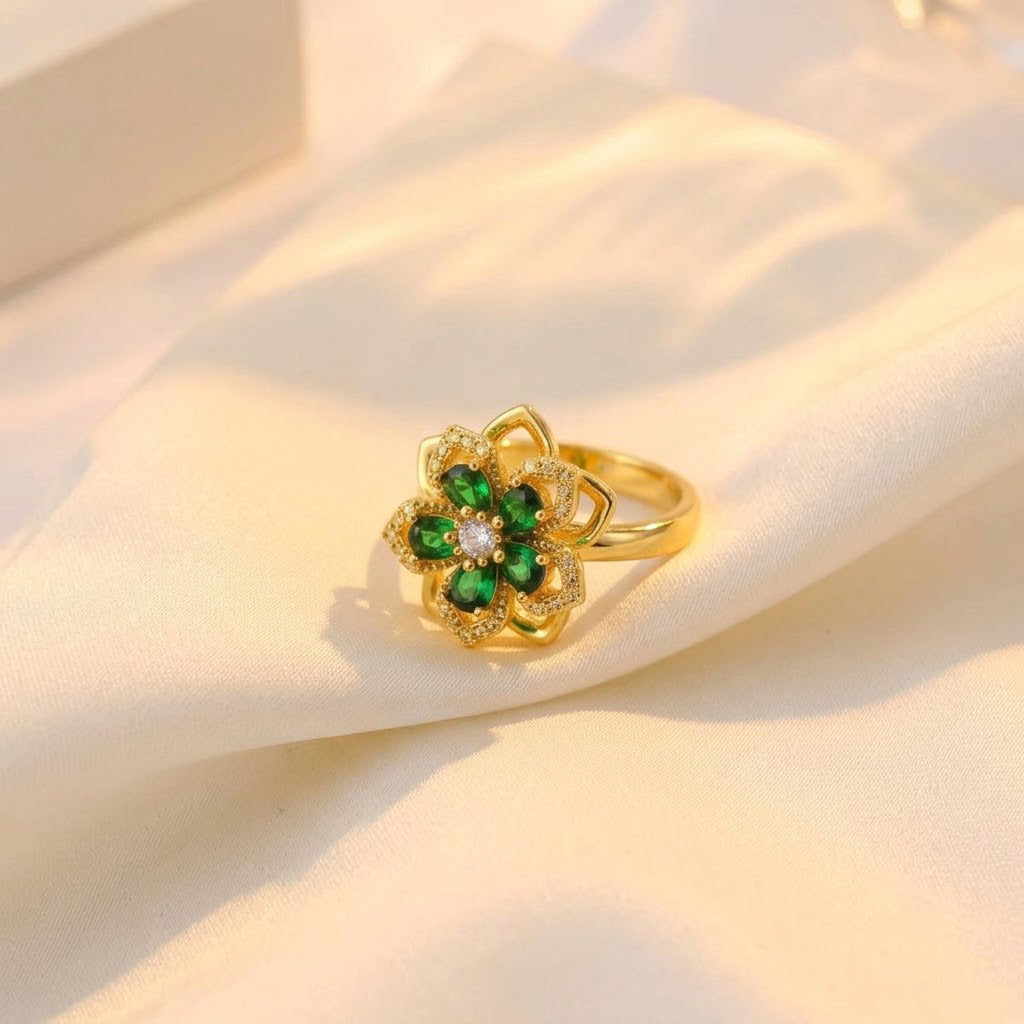 Bauhinia Zirconia Open Ring Adjustable