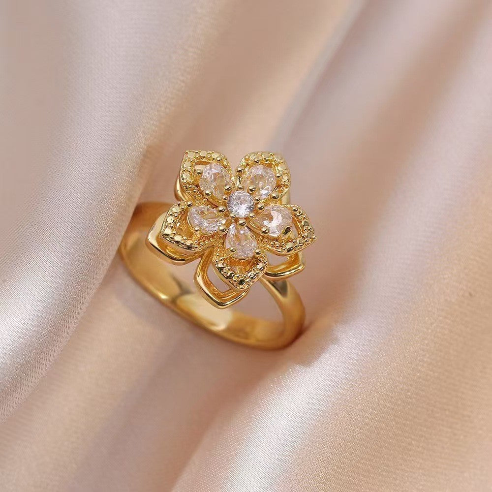 Bauhinia Zirconia Open Ring Adjustable