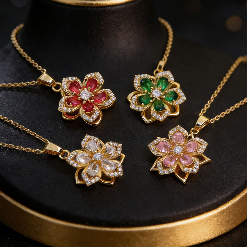 Bedazzled 360° rotating pendant necklace