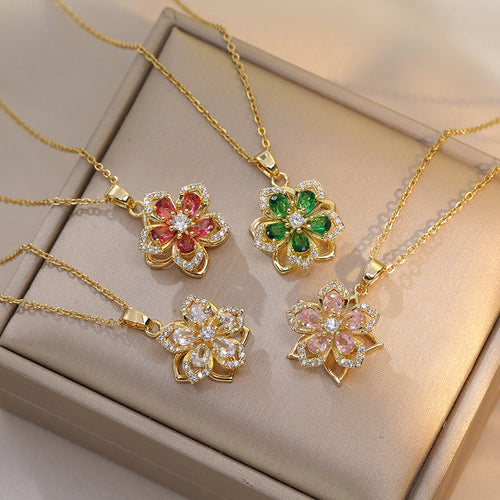 Bedazzled 360° rotating pendant necklace