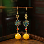 Beeswax amber niche design antique jade earrings
