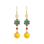 Beeswax amber niche design antique jade earrings