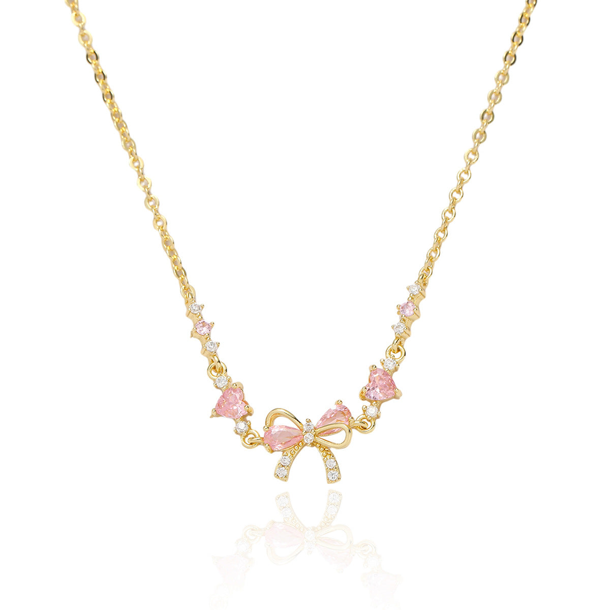 Bow Simple Zircon Niche Necklace Ring Bracelet
